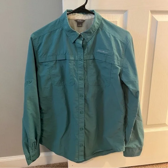 Eddie Bauer Womens Adventurer Pro Teal Field Shirt Size S - Picture 2 of 9
